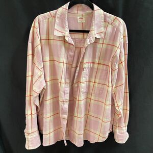 Levi’s Womens Flannel Shirt Pink Plaid Size XL